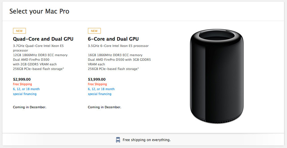 Apple.Com Store Pricing For The Two Base Models Of The New Mac Pro.
