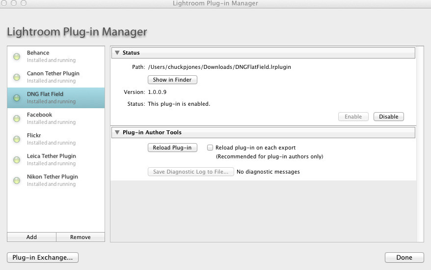 Figure 1 - Adobe Lightroom Plug-In Manager Installer Screen