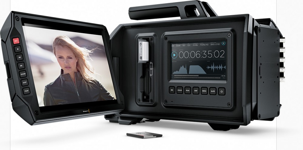 Blackmagic URSA features dual recorders so you never need to stop recording to change media.
